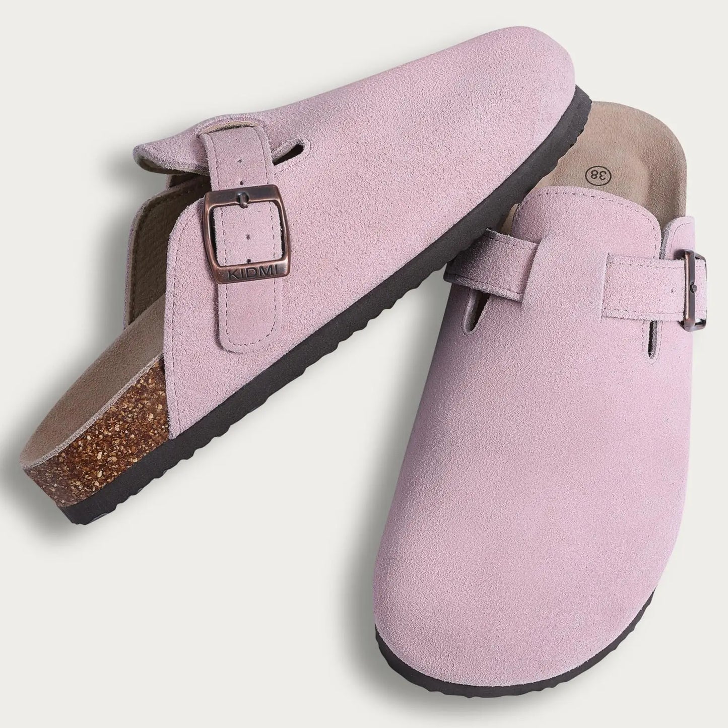 Women's Cork Mule Clogs – Suede Anti-Slip Outdoor Slippers with Arch Support
