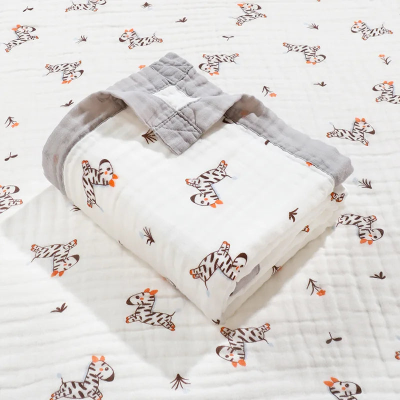 Baby 6-Layer Cotton Gauze Blanket – Soft Breathable Newborn Swaddle & Bath Towel