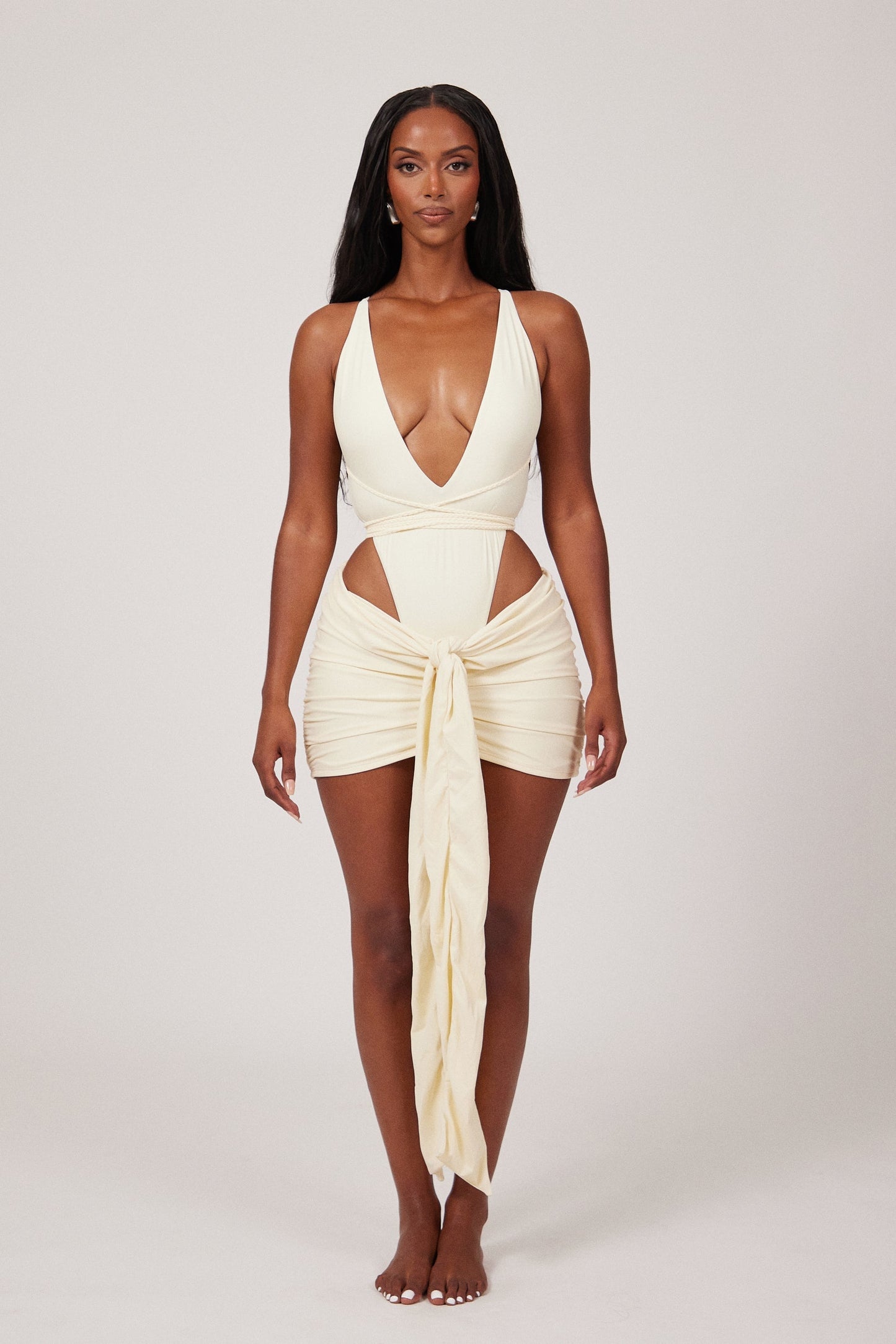 Tie Up Mini Skirt in Cream