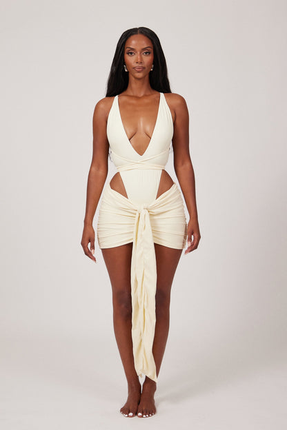 Tie Up Mini Skirt in Cream