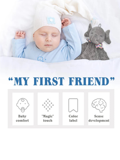 Elephant Baby Comforter Blanket – Soft Appease Rattle Towel Soothing Toy for Newborns & Toddlers