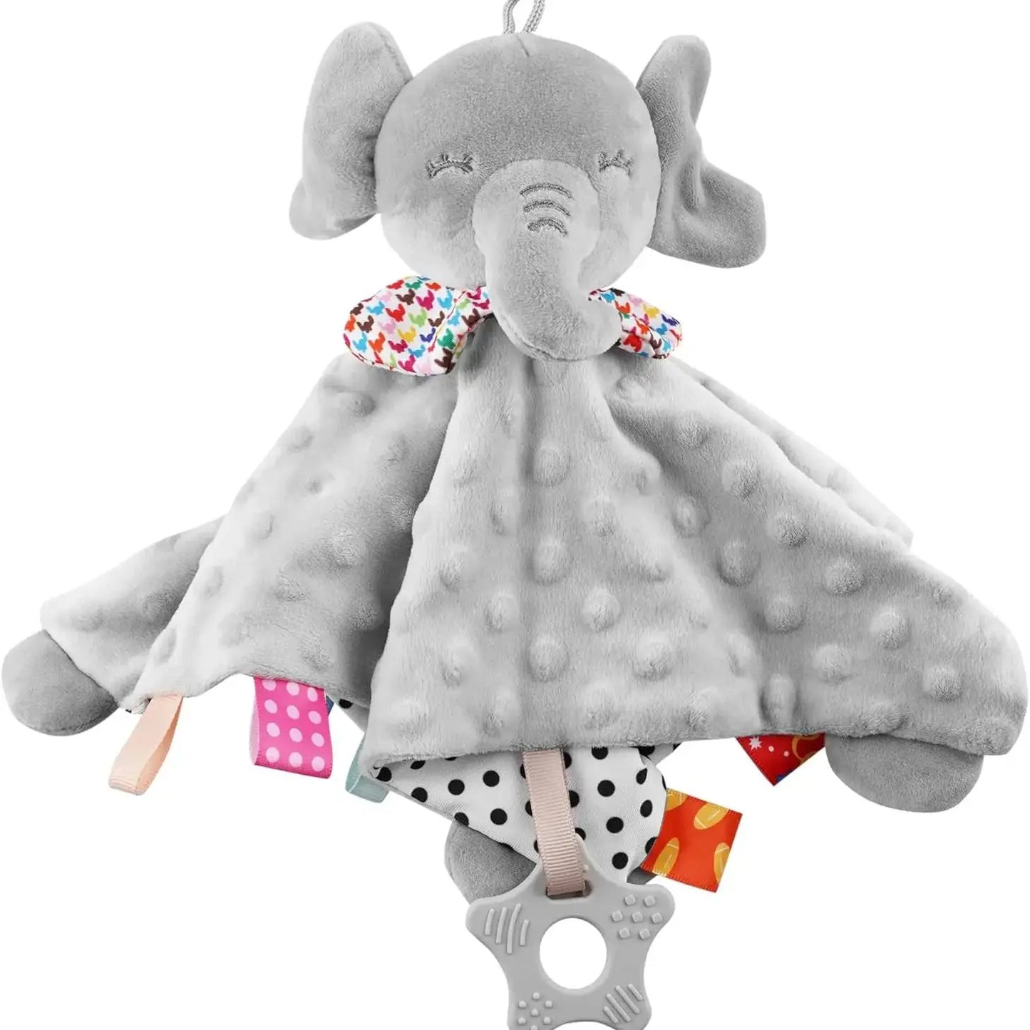 Elephant Baby Comforter Blanket – Soft Appease Rattle Towel Soothing Toy for Newborns & Toddlers