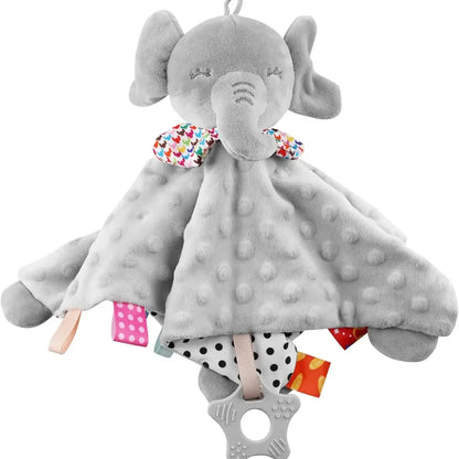 Elephant Baby Comforter Blanket – Soft Appease Rattle Towel Soothing Toy for Newborns & Toddlers