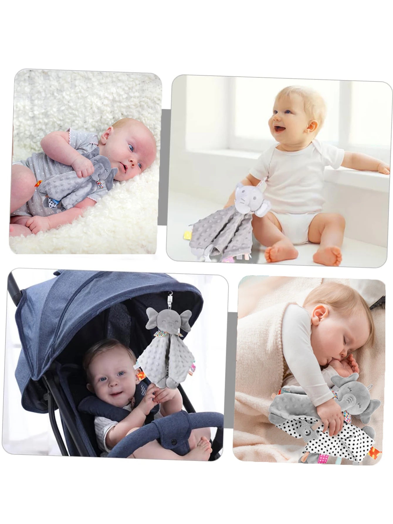 Elephant Baby Comforter Blanket – Soft Appease Rattle Towel Soothing Toy for Newborns & Toddlers