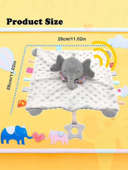 Elephant Baby Comforter Blanket – Soft Appease Rattle Towel Soothing Toy for Newborns & Toddlers