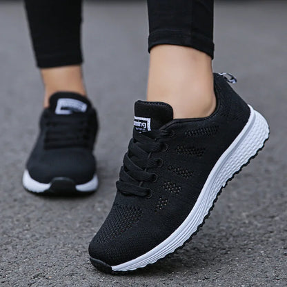Women's Breathable Mesh Sneakers – Lightweight Casual Walking Flat Shoes