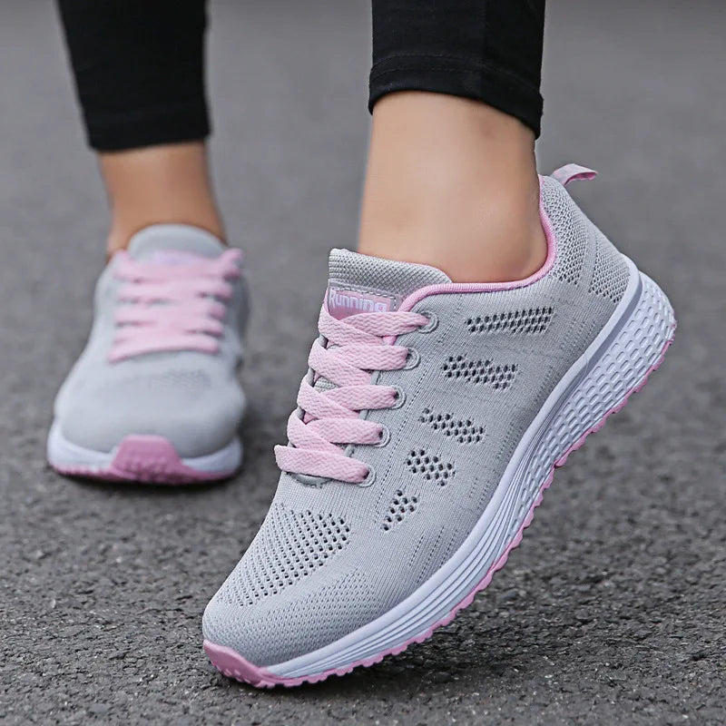 Women's Breathable Mesh Sneakers – Lightweight Casual Walking Flat Shoes