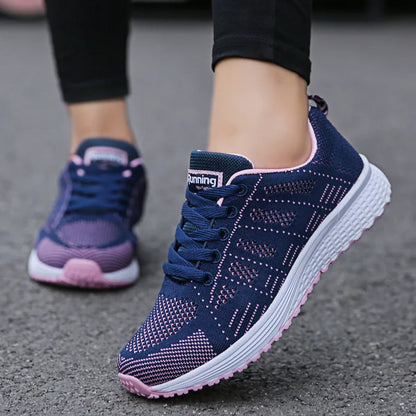Women's Breathable Mesh Sneakers – Lightweight Casual Walking Flat Shoes