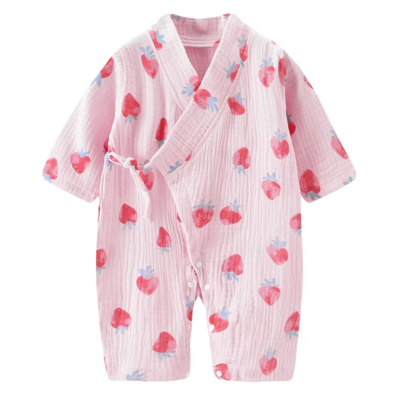 Baby Muslin Cotton Long Sleeve Romper – Unisex Jumpsuit for 0–24 Months