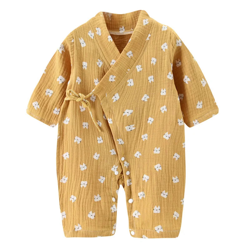 Baby Muslin Cotton Long Sleeve Romper – Unisex Jumpsuit for 0–24 Months