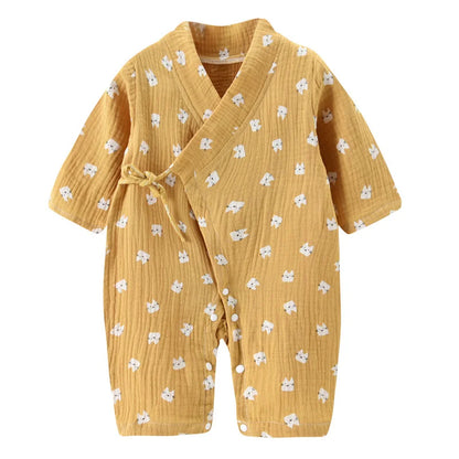 Baby Muslin Cotton Long Sleeve Romper – Unisex Jumpsuit for 0–24 Months