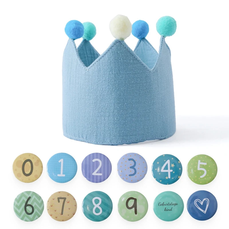 Baby Birthday Crown Hat – Woolen Ball Headband for Kids Party & Photography Props