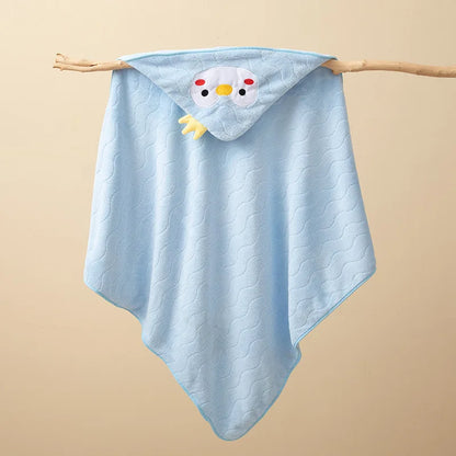 Baby Hooded Bathrobe Towel – Soft Coral Fleece Cartoon Bath Wrap for Newborns & Toddlers