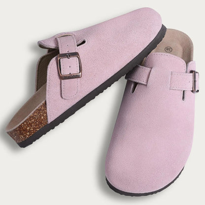 Women's Cork Mule Clogs – Suede Anti-Slip Outdoor Slippers with Arch Support
