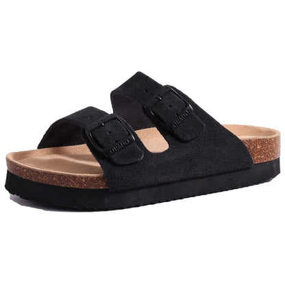 Women's Cork Mule Clogs – Suede Anti-Slip Outdoor Slippers with Arch Support