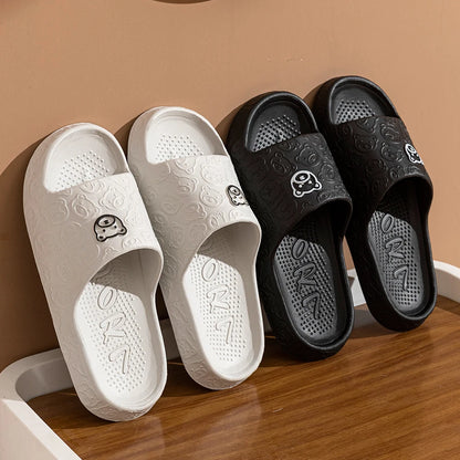 Men's Little Bear Print Slippers – Non-Slip Soft Indoor & Bathroom Casual Sandals for Couples