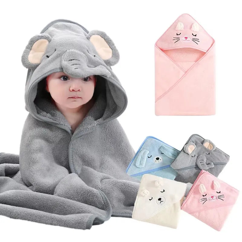 Cartoon Baby Hooded Bath Towel – Soft Newborn Bathrobe Swaddle Wrap for Boys & Girls