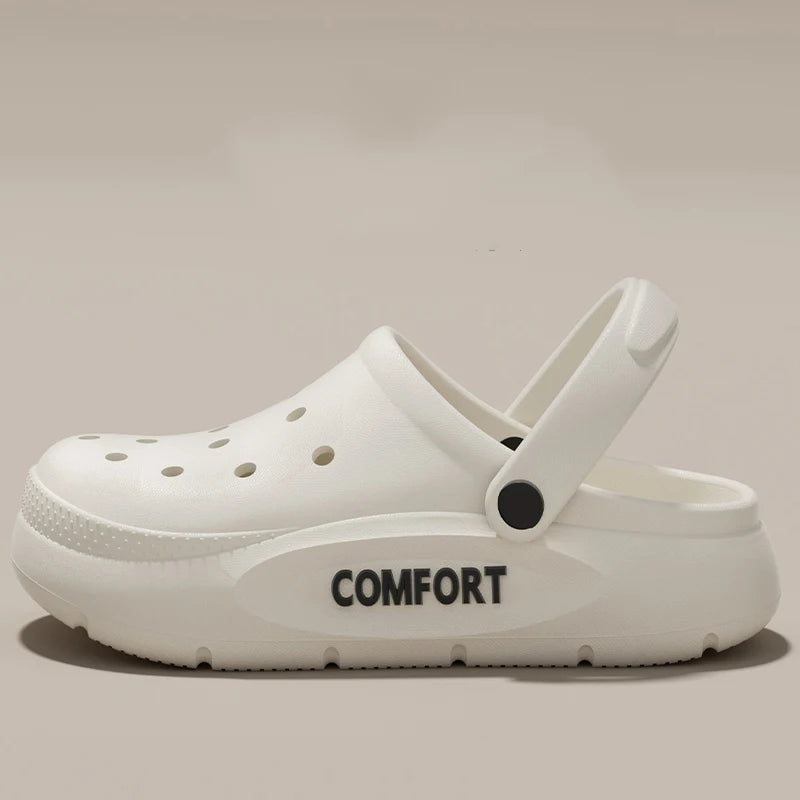 Couple Indoor & Outdoor Sandals – Anti-Slip Hollow Covered Toe Thick Bottom Slippers for Men & Women
