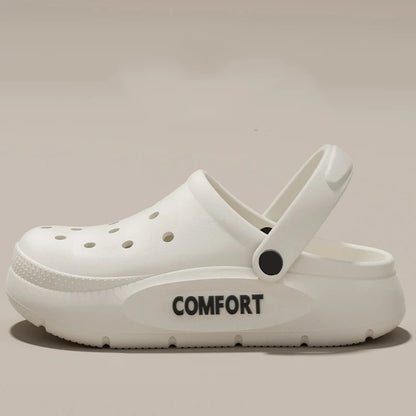 Couple Indoor & Outdoor Sandals – Anti-Slip Hollow Covered Toe Thick Bottom Slippers for Men & Women