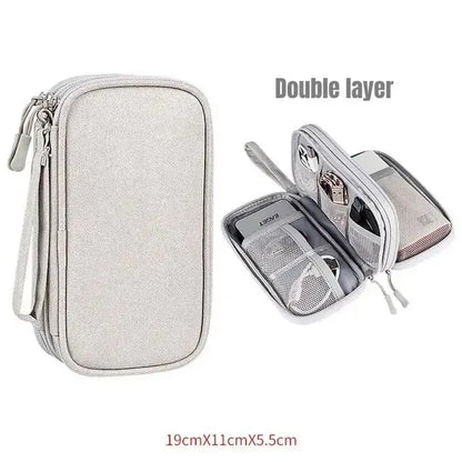 Portable Travel Cable Organizer Bag – Waterproof Double Layer Storage Pouch