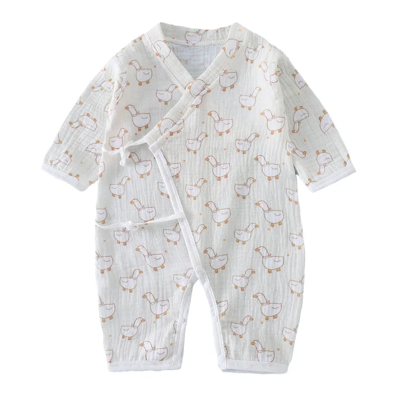Baby Muslin Cotton Long Sleeve Romper – Unisex Jumpsuit for 0–24 Months