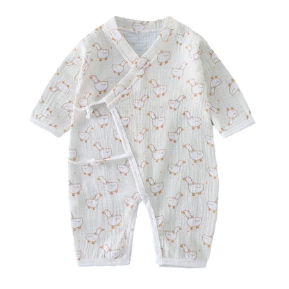 Baby Muslin Cotton Long Sleeve Romper – Unisex Jumpsuit for 0–24 Months