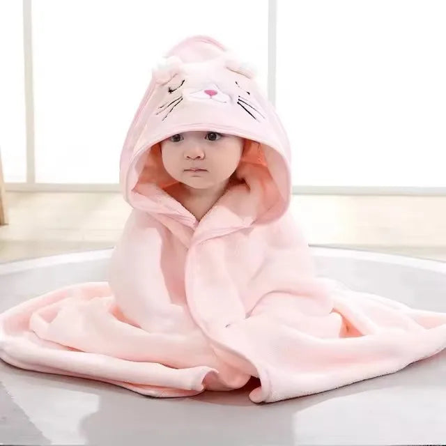 Cartoon Baby Hooded Bath Towel – Soft Newborn Bathrobe Swaddle Wrap for Boys & Girls