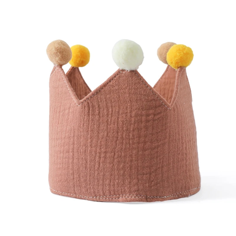 Baby Birthday Crown Hat – Woolen Ball Headband for Kids Party & Photography Props