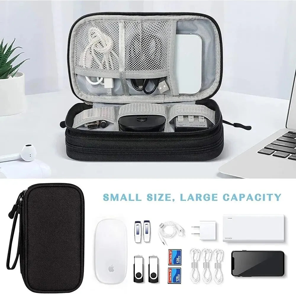 Portable Travel Cable Organizer Bag – Waterproof Double Layer Storage Pouch