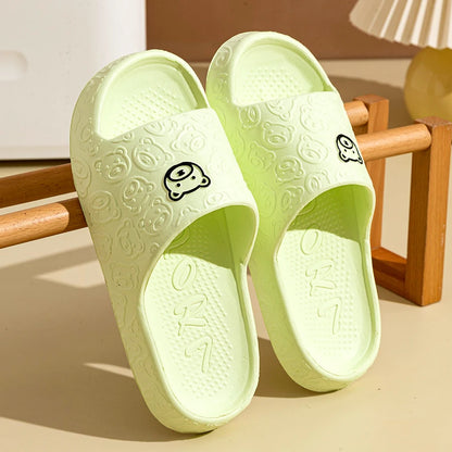 Men's Little Bear Print Slippers – Non-Slip Soft Indoor & Bathroom Casual Sandals for Couples
