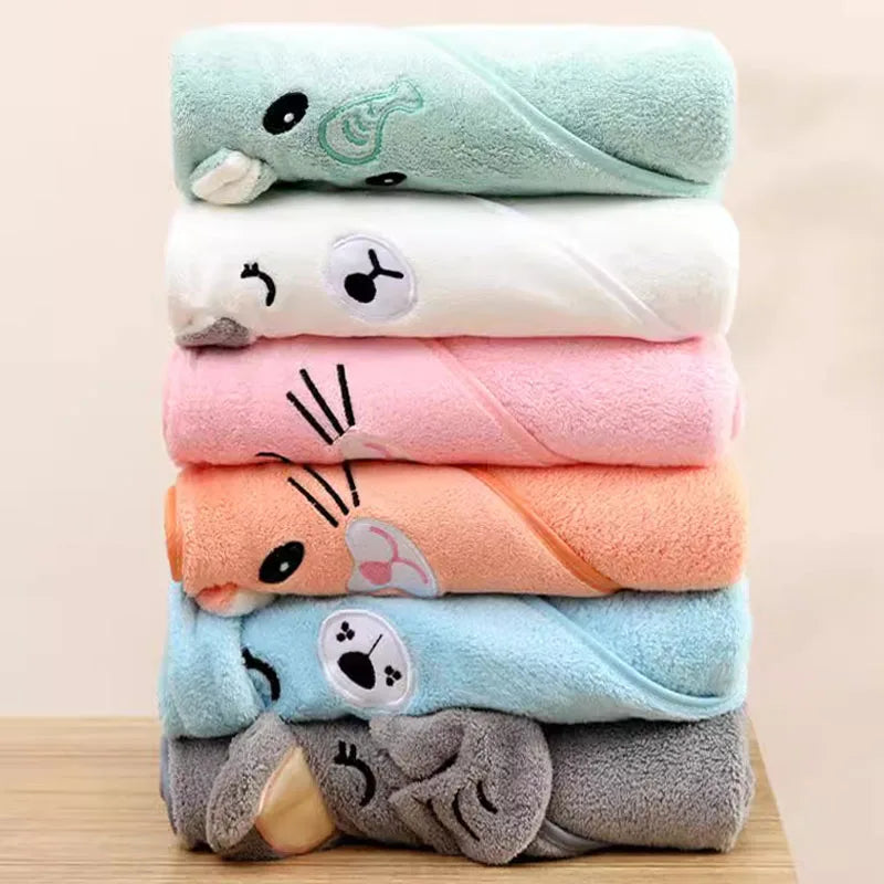 Cute Baby Bath Towel – Soft Absorbent Newborn Swaddle Wrap Blanket for Boys & Girls