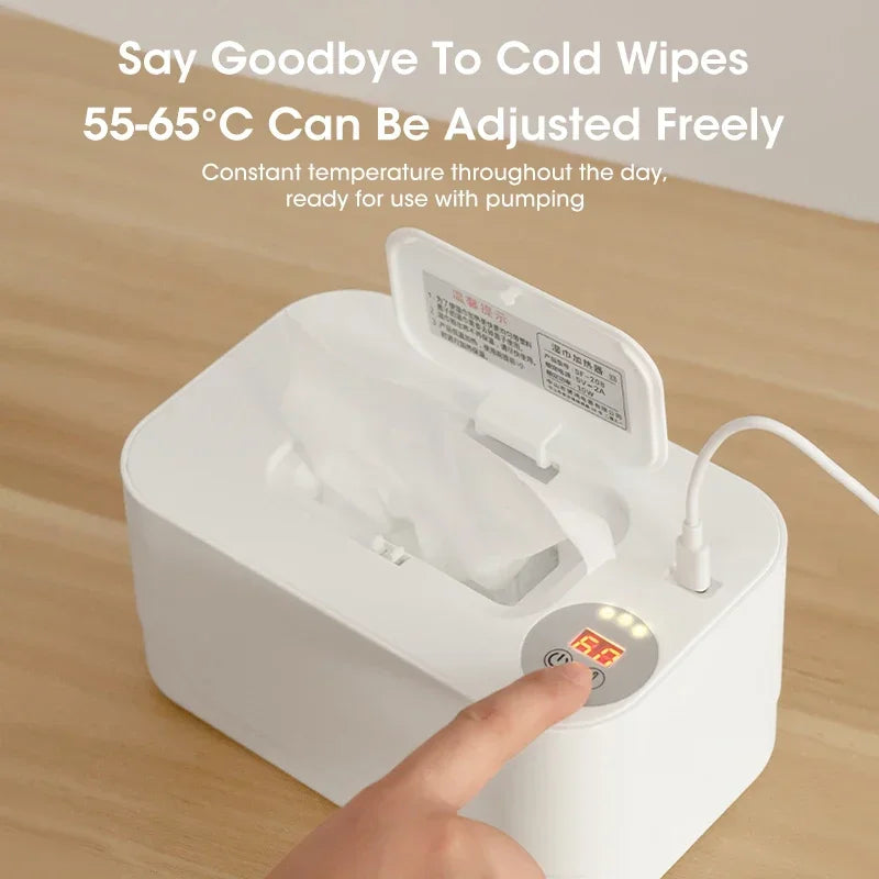 Baby Wipe Warmer with LED Display – Portable USB Wet Towel Heater for Home & Car