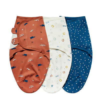 Baby Swaddle Blanket 3-Pack – 100% Cotton Adjustable Newborn Wrap Set for 0–6 Months