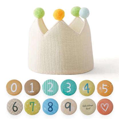 Baby Birthday Crown Hat – Woolen Ball Headband for Kids Party & Photography Props