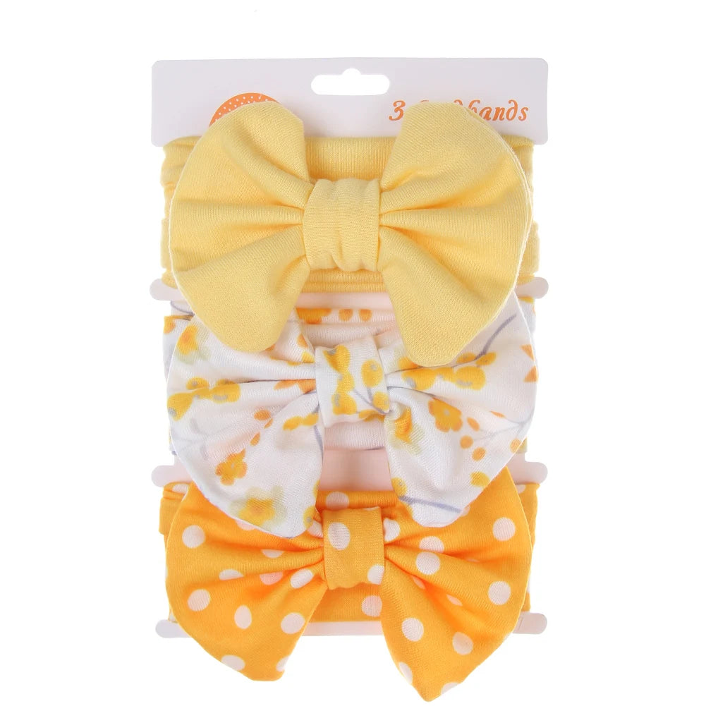 Baby Headbands 3-Pack – Cute Cotton Bow & Print Hairbands for Newborns