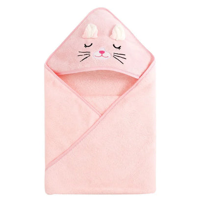 Baby Hooded Bathrobe Towel – Soft Coral Fleece Cartoon Bath Wrap for Newborns & Toddlers