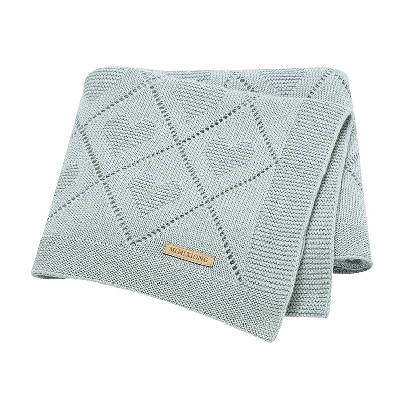 Baby Cotton Knit Swaddle Blanket – Super Soft Nursery Wrap Quilt 90×70cm for Newborns