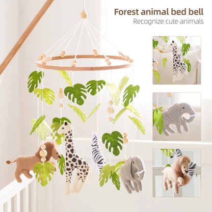 Baby Crib Mobile Rattle Toy – Felt Forest Animal Bed Bell with Wooden Bracket for 0–12 Months