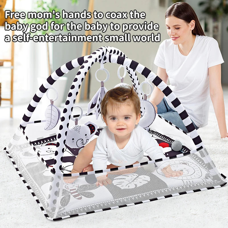 Baby Play Gym Mat with Rack – Newborn Activity Tummy Time Blanket 0-36 Months