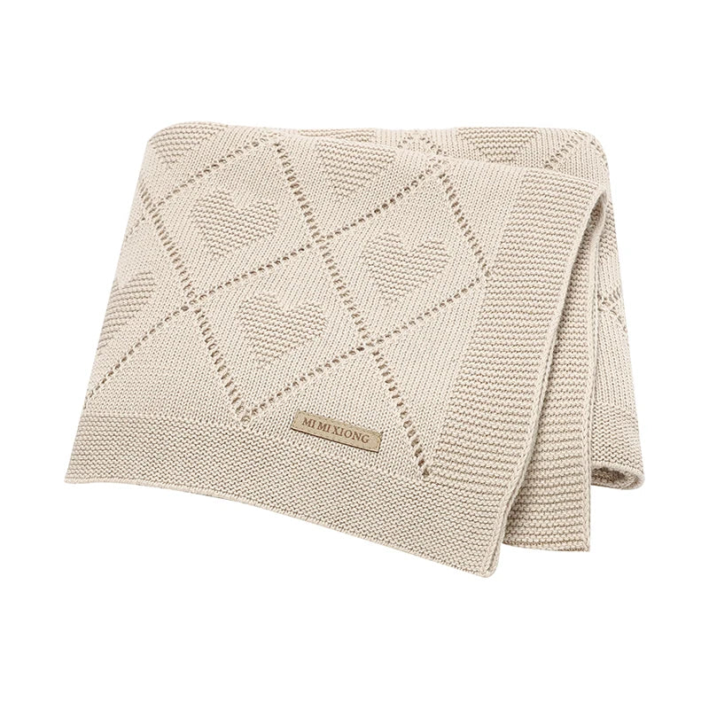 Baby Cotton Knit Swaddle Blanket – Super Soft Nursery Wrap Quilt 90×70cm for Newborns