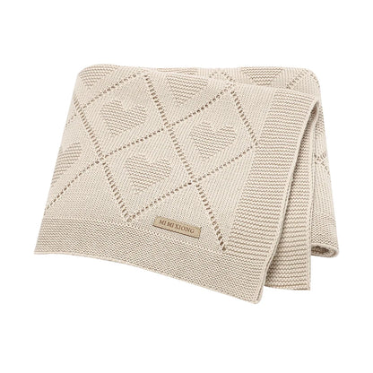 Baby Cotton Knit Swaddle Blanket – Super Soft Nursery Wrap Quilt 90×70cm for Newborns