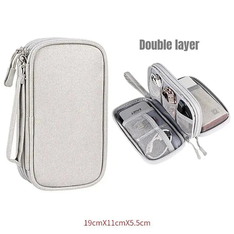 Portable Travel Cable Organizer Bag – Waterproof Double Layer Storage Pouch