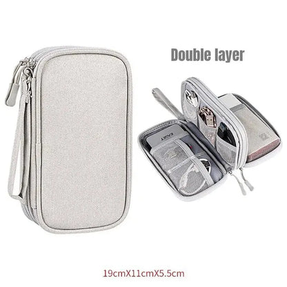 Portable Travel Cable Organizer Bag – Waterproof Double Layer Storage Pouch