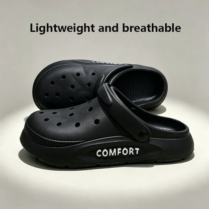 Couple Indoor & Outdoor Sandals – Anti-Slip Hollow Covered Toe Thick Bottom Slippers for Men & Women