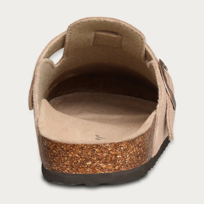 Women's Cork Mule Clogs – Suede Anti-Slip Outdoor Slippers with Arch Support