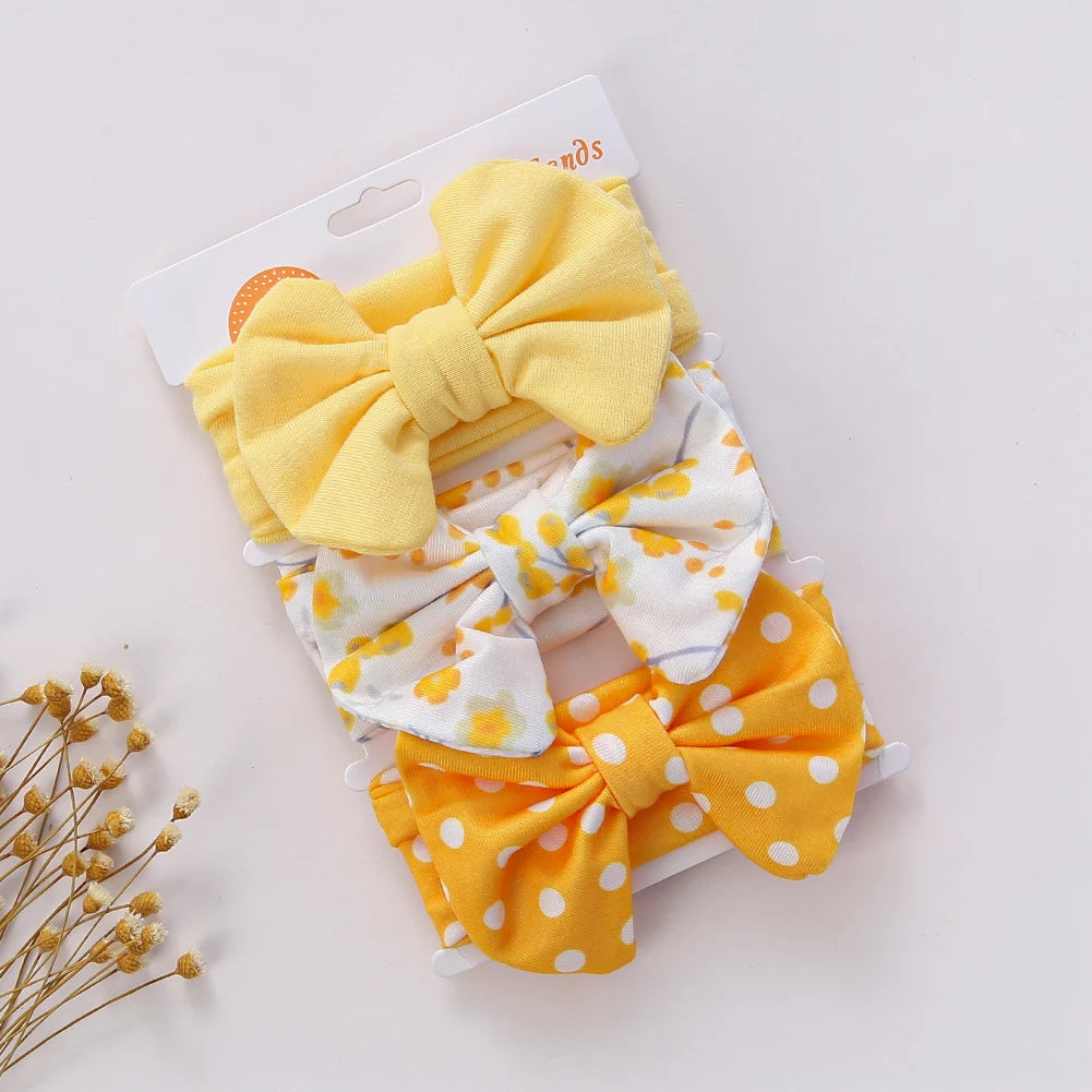 Baby Headbands 3-Pack – Cute Cotton Bow & Print Hairbands for Newborns