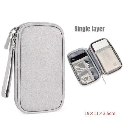 Portable Travel Cable Organizer Bag – Waterproof Double Layer Storage Pouch