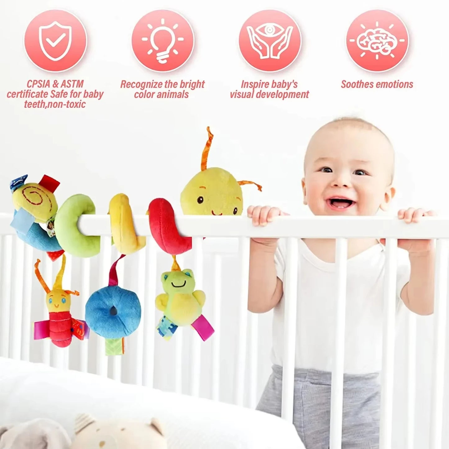 Baby Crib Hanging Rattle Toy – Soft Spiral Stroller & Car Seat Mobile for Newborns