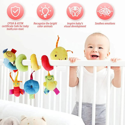 Baby Crib Hanging Rattle Toy – Soft Spiral Stroller & Car Seat Mobile for Newborns