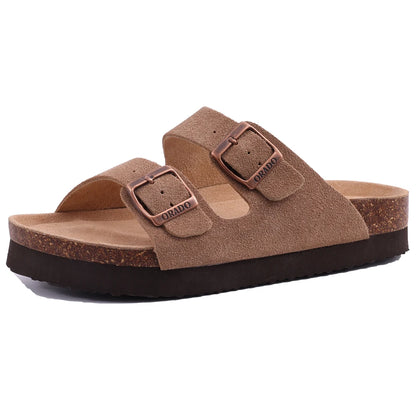Women's Cork Mule Clogs – Suede Anti-Slip Outdoor Slippers with Arch Support